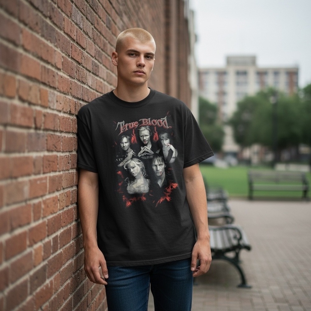 Vintage HBO‎ True Blood 2010 Vampire Goth T Shirt Horror Licensed TV Show Size M
